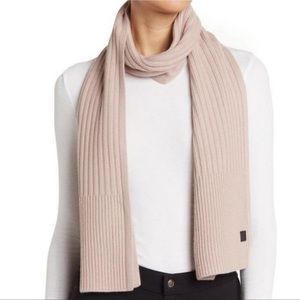 NWT AllSaints Ribbed Knit Scarf in Blush Wool Blend $149 NEW